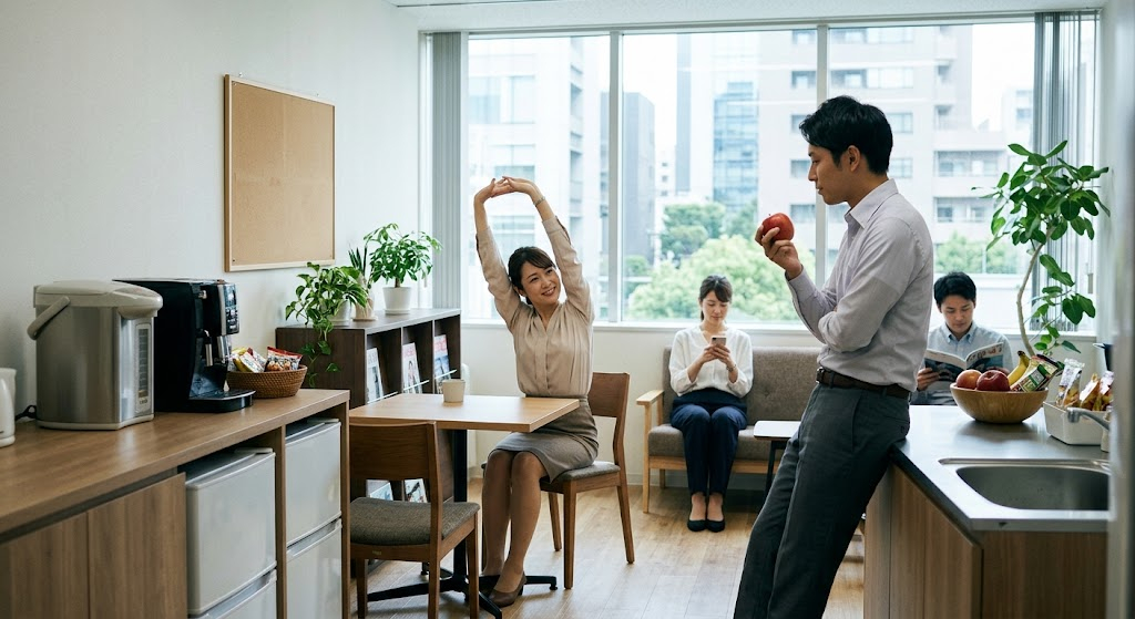 毎日の休憩で社員の体を気づかう工夫